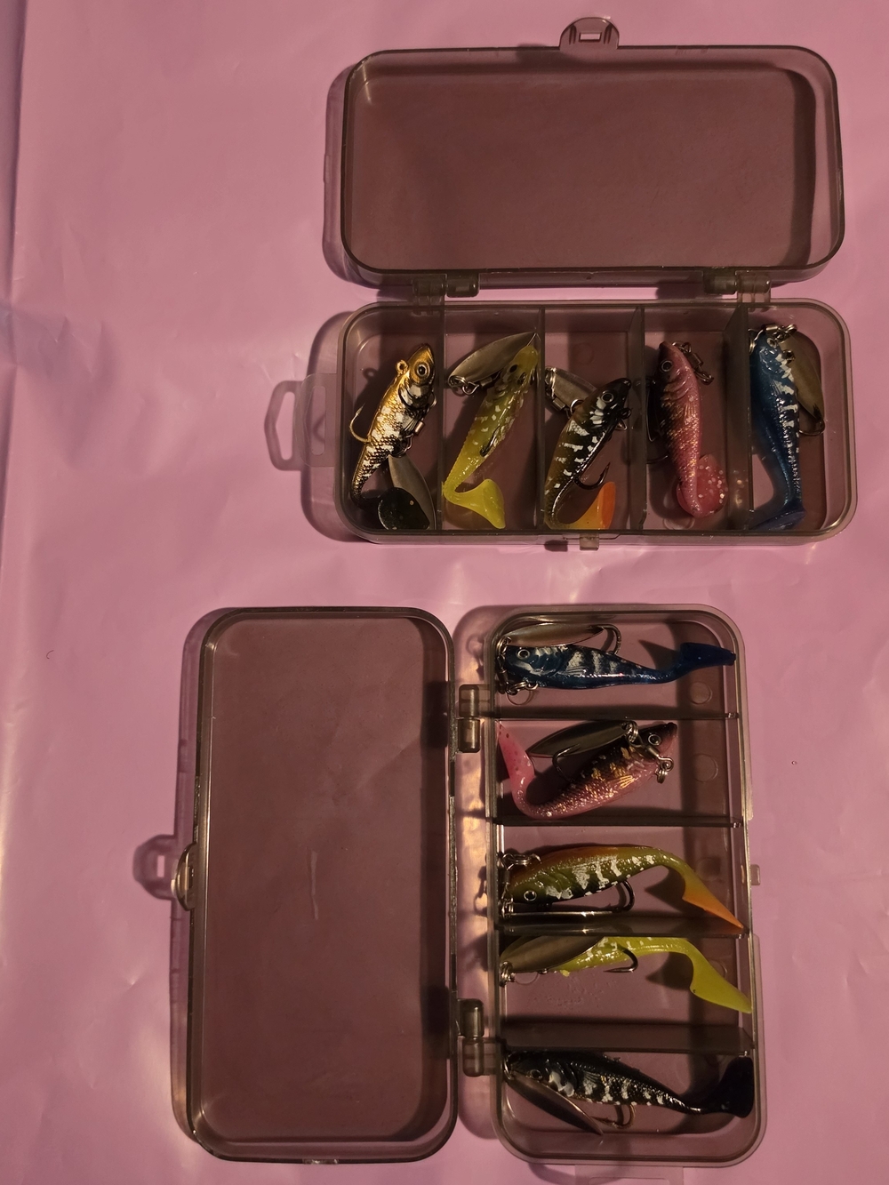 2 Packs Of 5 Fishing Lures New 10 Total With 2 New Tackleboxes